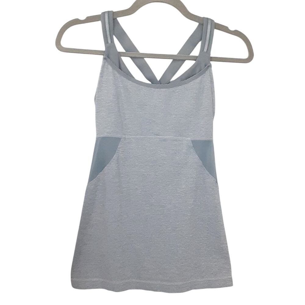 Lululemon Gray Racerback Tank Top Adjustable Sports Bra Back Loop Womens 4 Dance